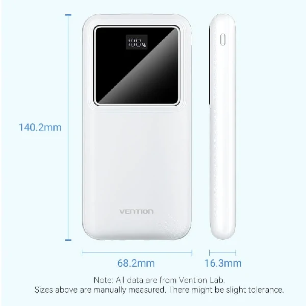 Vention 10000mAh Power Bank – WHITE