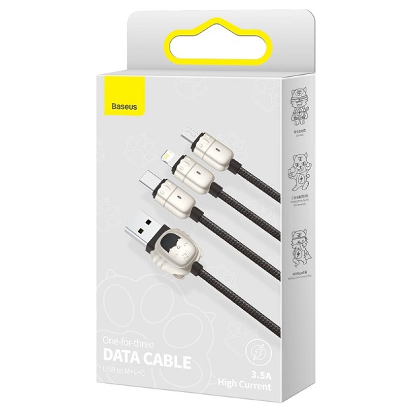 Baseus One-for-Three Data Cable USB to M+L+C (CASX010009)