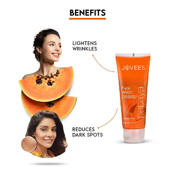 Jovees Herbal Papaya Face Wash for Young Glowing & Even Toned Skin (120ml)