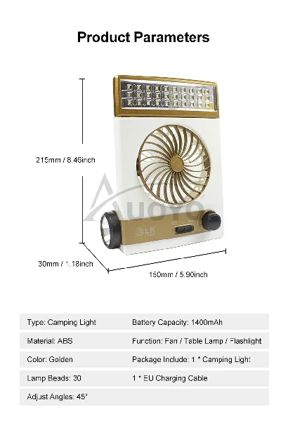 4 in 1 solar Multi Function light with fan