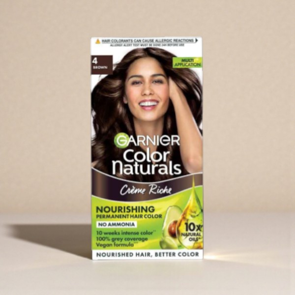 Garnier Color Naturals Creme Riche Nourishing Permanent Hair Color - 4 Brown(India)
