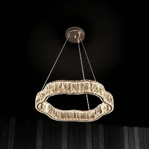 Qulik Single Tier Wave Luxury LED Crystal Chandelier Pendant Light (QL-D8872-500)