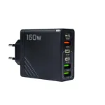 160W Super Fast Multi-Port GaN Charger with 6-in-1 Power Delivery & Type-C Cable