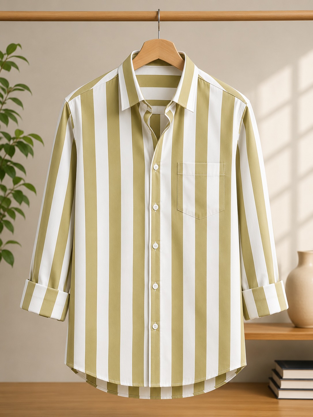 Men's Oxford Cotton Pinstripe Formal Shirt, Long Sleeve