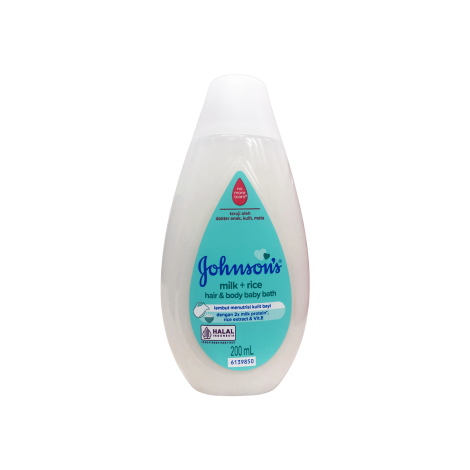 Johnson's Milk+Rice Hair & Body Baby Bath 200ml (Indonesia)