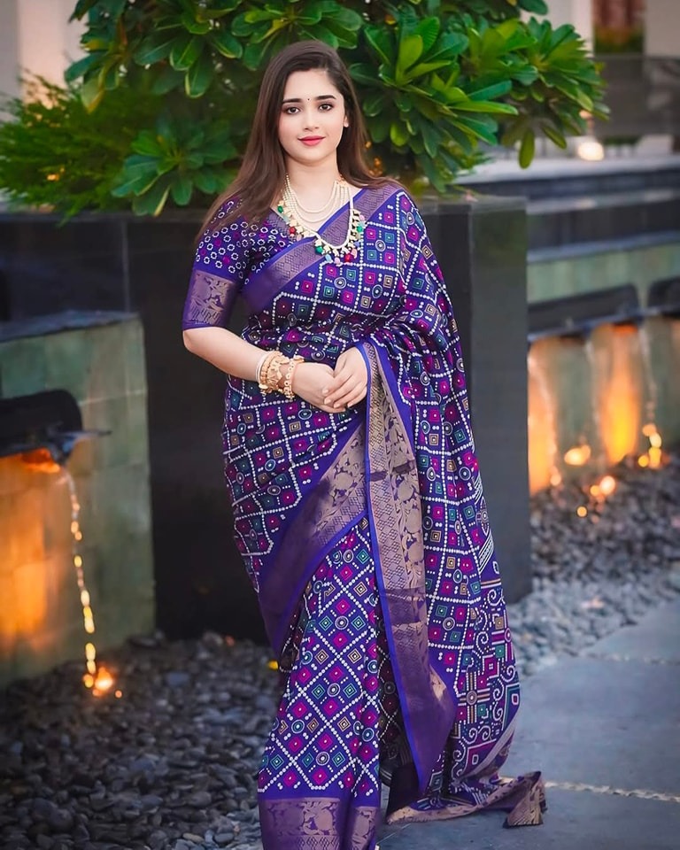 Half Silk Chunri Print Saree with Blouse Piece, 5 Colours