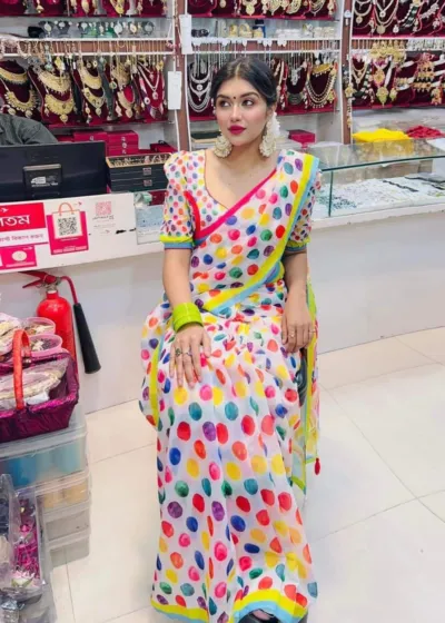 Women's Chanderi Silk Saree with Modern Digital Print, 4 Colours