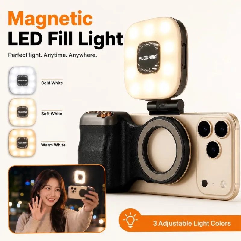 Plokama MG-50 Pro Magnetic Selfie Stick with LED Fill Light & Remote