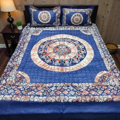 Pure Panel Cotton Bed Sheet with 2 Pillow Covers, 6 Colours