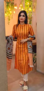 Women's Screen Print Linen Three Piece, Sizes 40, 42, 44