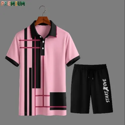 Men's Pure Cotton Polo Shirt and Half Pant Combo, 200 GSM