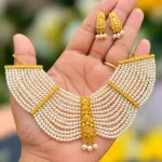 Royal Gold-Plated Multi-Strand Pearl Choker Set