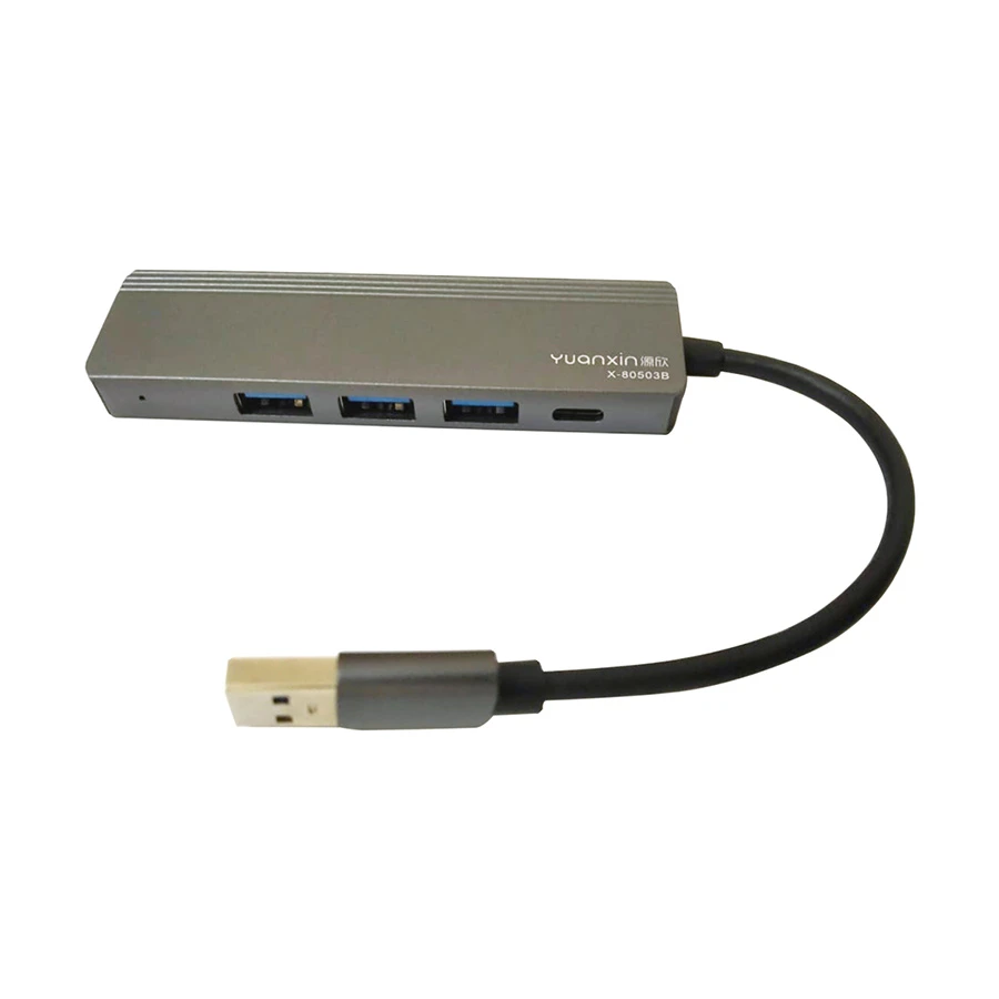 Yuanxin X-80503B 5 Port USB-A and USB-C Hub, Gray