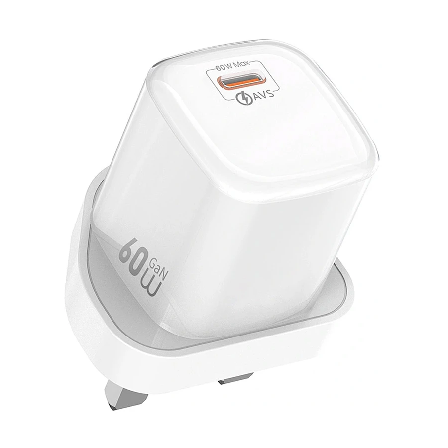 WiWU Jade 60W AVS GaN USB-C Charger White (UK)