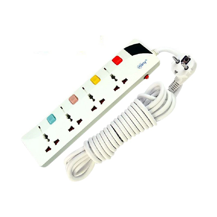 Many MTS-G147 2 Pin 4 Port Power Strip 3 Meter White