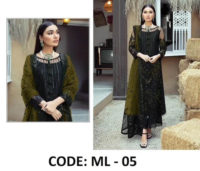 Women's Readymade Georgette Three Piece with Embroidery, Body 43 Inch