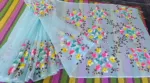 Hand Print Brush Work Saree in Half Silk, 12 Haath Long
