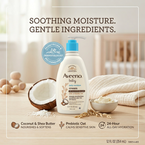 Aveeno Baby Daily Moisture Cream  With Coconut Oil & Shea Butter 354ml (Canada)