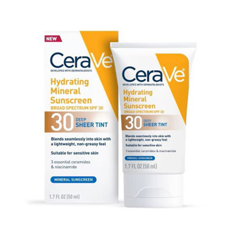 CeraVe 30 Deep Sheer Tint Hydrating Mineral Sunscreen SPF 30 50ml (USA)
