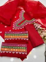 Women's Dollar and Embroidery Georgette Three Piece, Free Size to 48