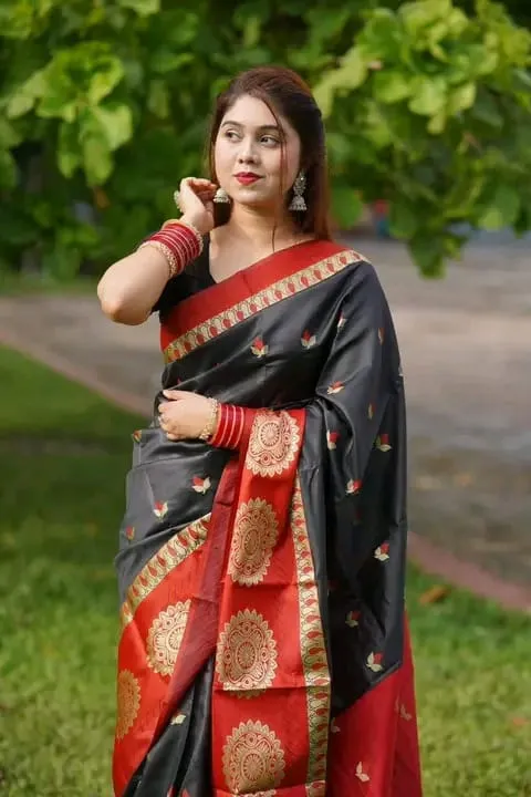 Soft Silk Katan Saree with Jacquard Border and Blouse Piece