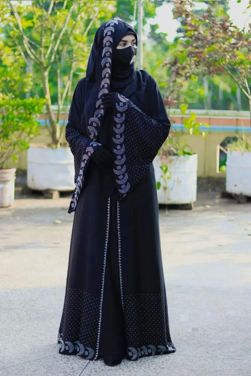 Stone Koti Borka Full Set with Hijab, Attached Koti, 6 Colours
