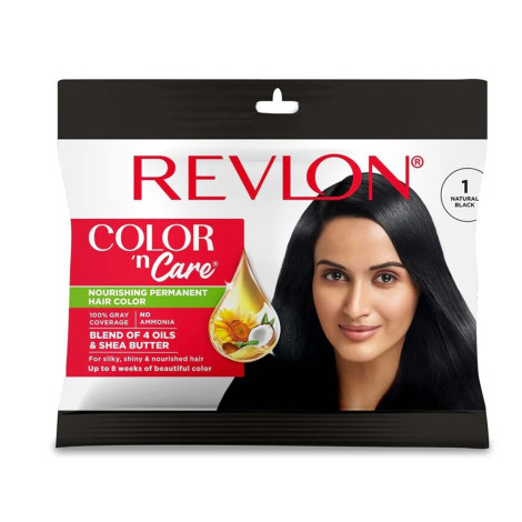 Revlon Color 'n Care Nourishing Permanent Hair Color Sachet  20g - 1 Natural Black (India)