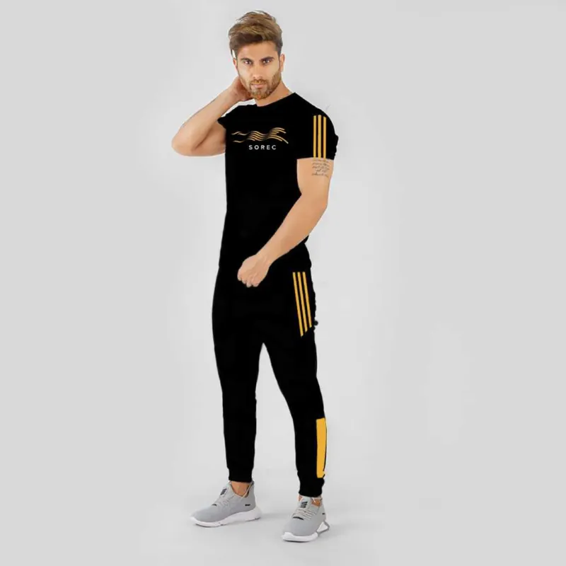Men's O-Neck Tee and Elastic Waist Pants Tracksuit, Sizes L and XL