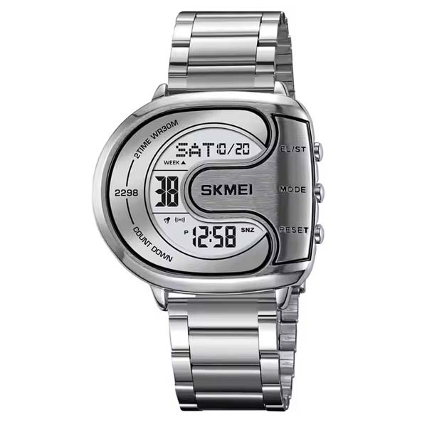 SKMEI 2298 Digital Stainless Steel (Metal) Luminous Men’s Watch (Silver Colour)