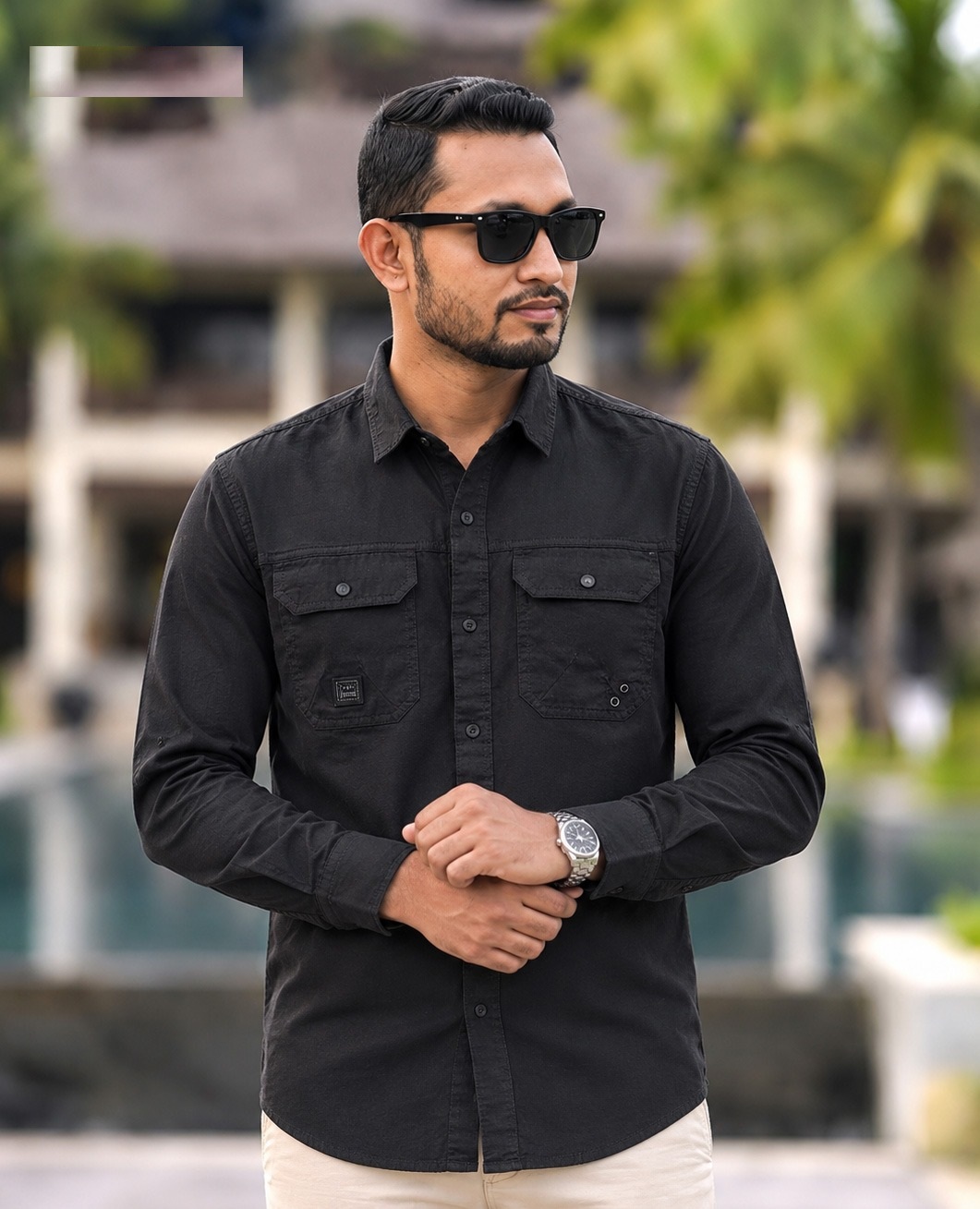 Men's Kaiser Cotton Double Pocket Full Sleeve Shirt, Size M