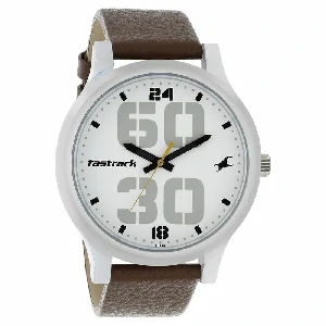 Fastrack NS38051SL06 Bold Quartz Analog White Dial Leather Strap Watch