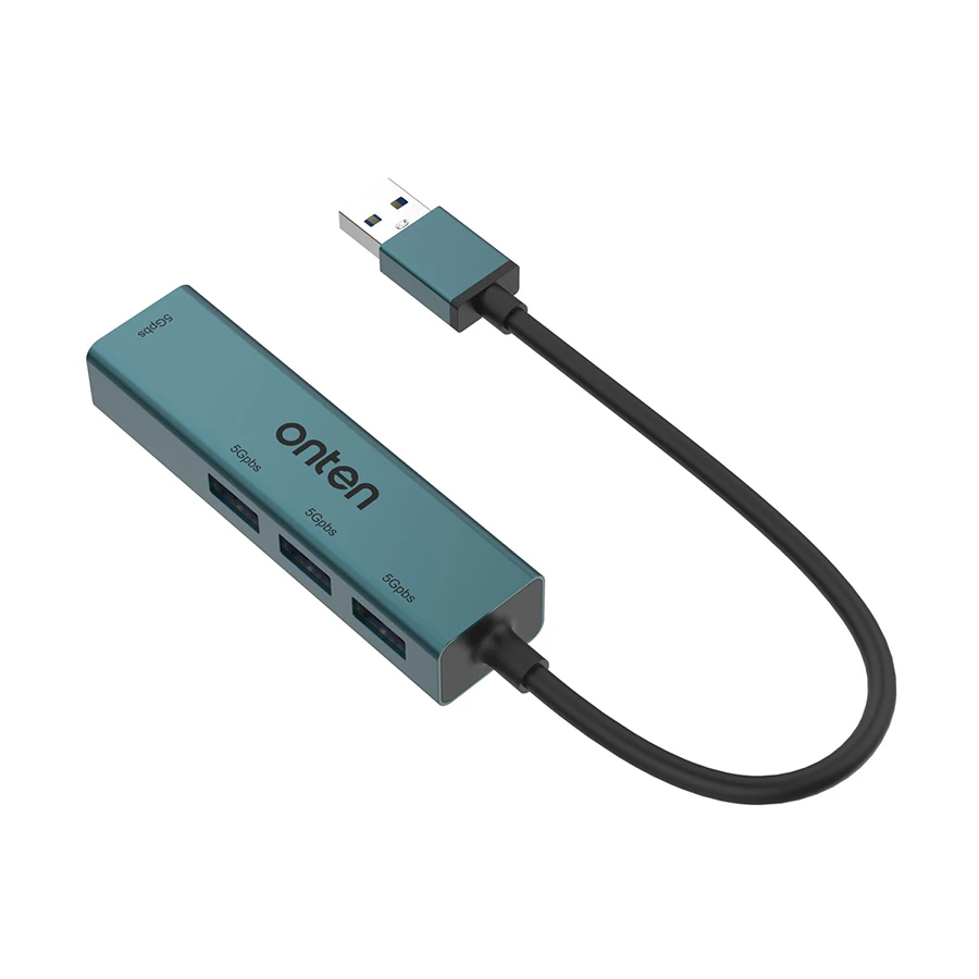 Onten OTN-5222 USB to 4-Port USB Hub 5Gbps Crystal Teal