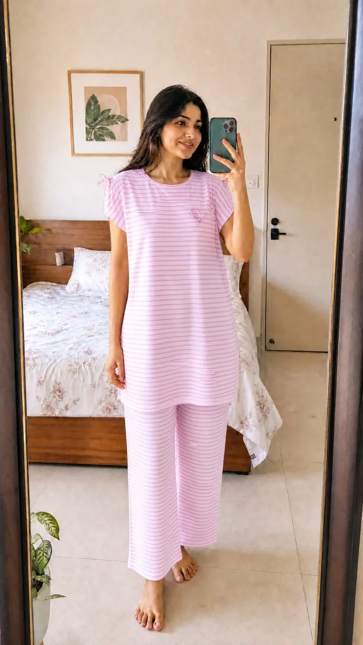 Cotton T-Shirt and Pant Set, Free Size, 6 Colour Choices