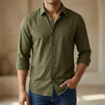 Premium China Micro Stig Shirt (Formal / Casual) (Olive)