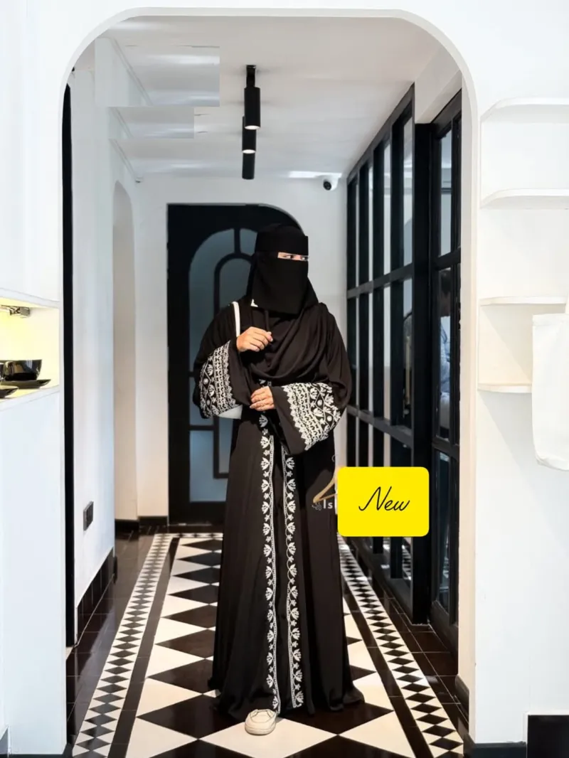 Women's Embroidered Abaya with Koti and Full Sleeve Inner, 6 Colours