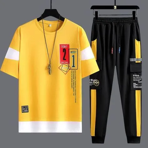 Men's Mesh Fabric T-Shirt and Full Pant Set, 2 Colours