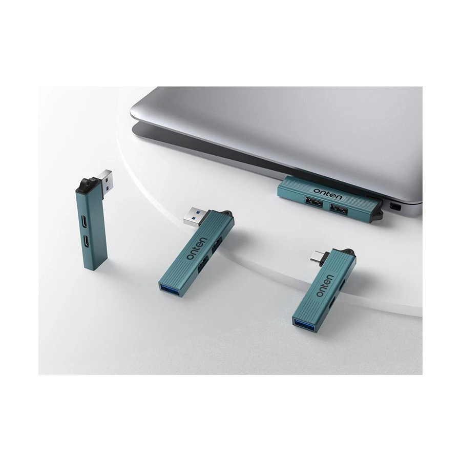 Onten OTN-US51 USB to 3-Port USB Hub Crystal Teal