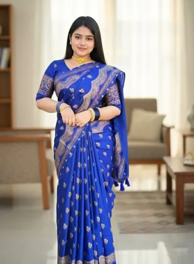 Skin Print Silk Saree, 4 Colour Choices, Matching Blouse