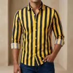Men's long sleeve stripe / print shirt