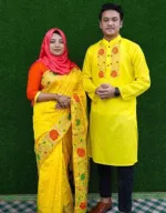 Screen and Block Print Couple Dress, Panjabi Sizes 38 to 44