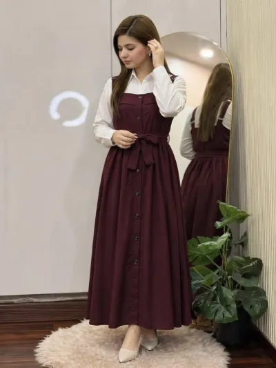 Romper Gown with 24 Inch Shirt in Garment Georgette, Free Size
