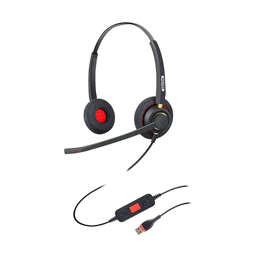 Inbertec UB805DM Duo Wired USB Noise Cancelling Headphone Black