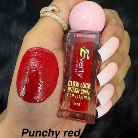 Everly Beauties Glow Lock Intense Shine Lip Gloss - Punchy Red (China)