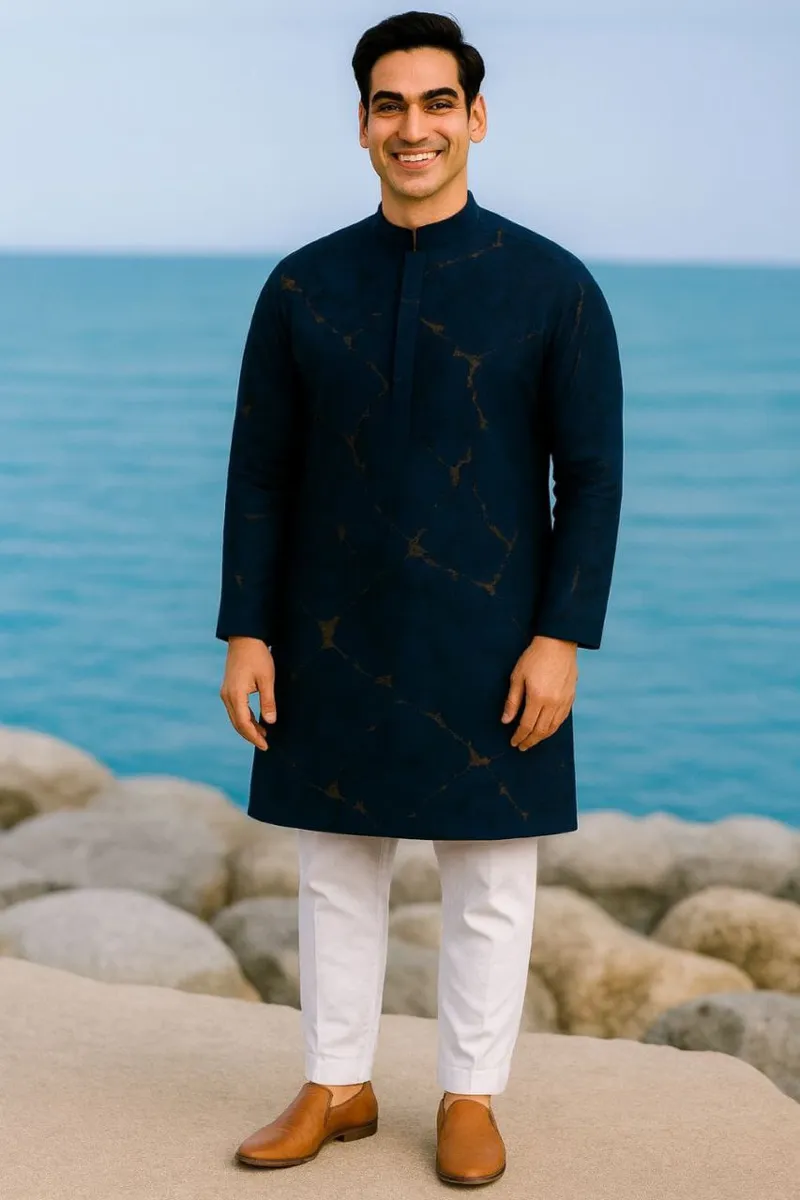 Men's Micro Fabric Panjabi with Colour-Matched Buttons