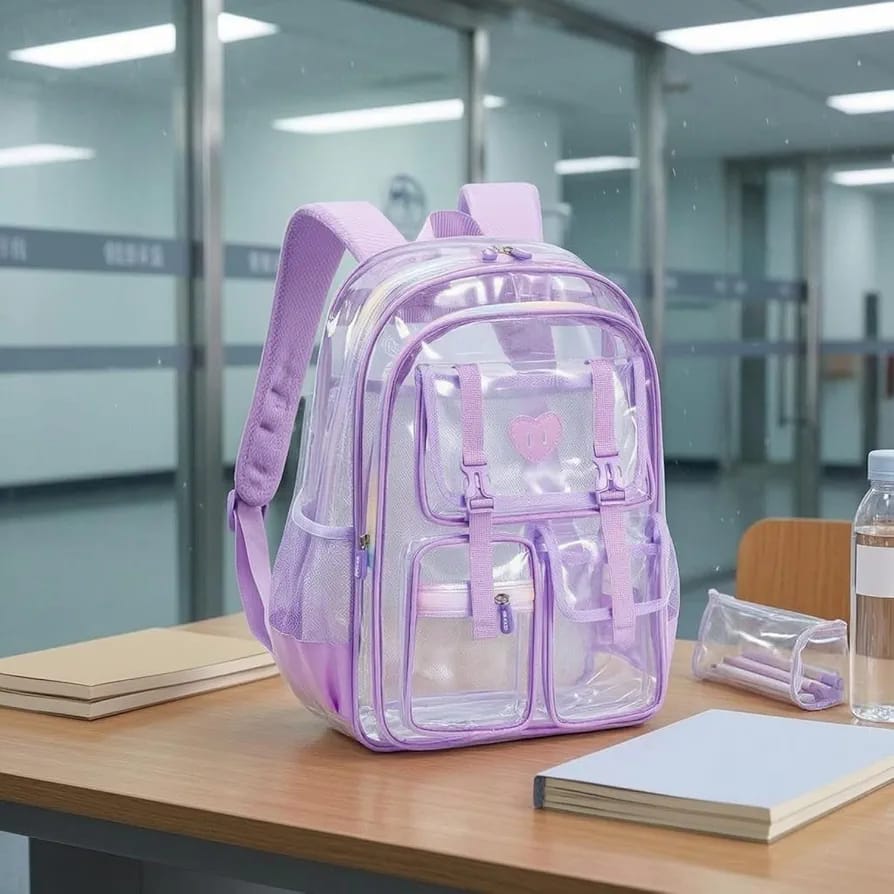 Sesame Baby Cute Transparent Waterproof Kids Backpack - Purple
