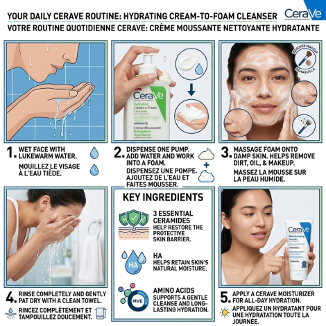 CeraVe Hydrating Cream to Foam Cleanser 236ml (France)