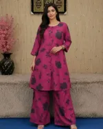 Soft Silk Western Two Piece with Button Front and Screen Print