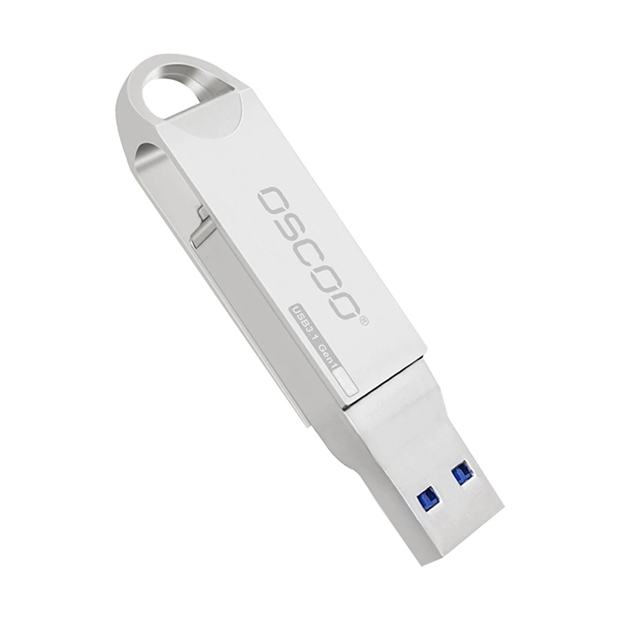 OSCOO CU002 128GB USB 3.1 Gen 1 & Type-C OTG Silver Pen Drive