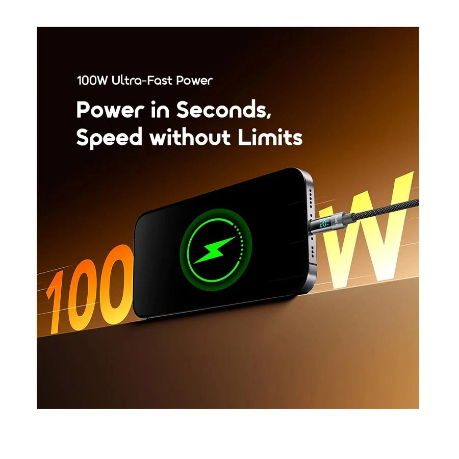 Oraimo DigiLine OCD-175CC 100W USB-C to USB-C Cable 1.2 Meter Black