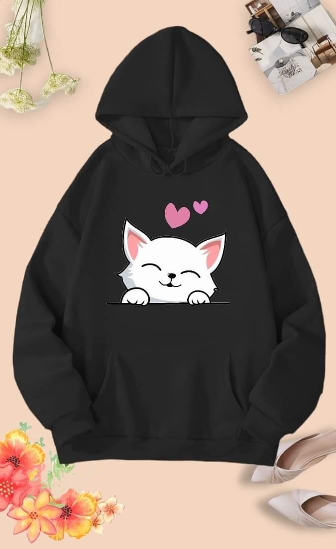 Women's Cotton Fleece Winter Hoodie, DTF Print, 300 GSM, 6 Colours